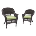 Jeco Jeco W00201-4-C-FS029-CS Espresso Wicker Chair with Green Cushion - Set of 4 W00201_4-C-FS029-CS